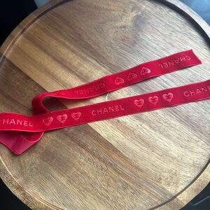 CHANEL Ribbon - Logo Luxurious Red Velvet Ribbon Valentines Day